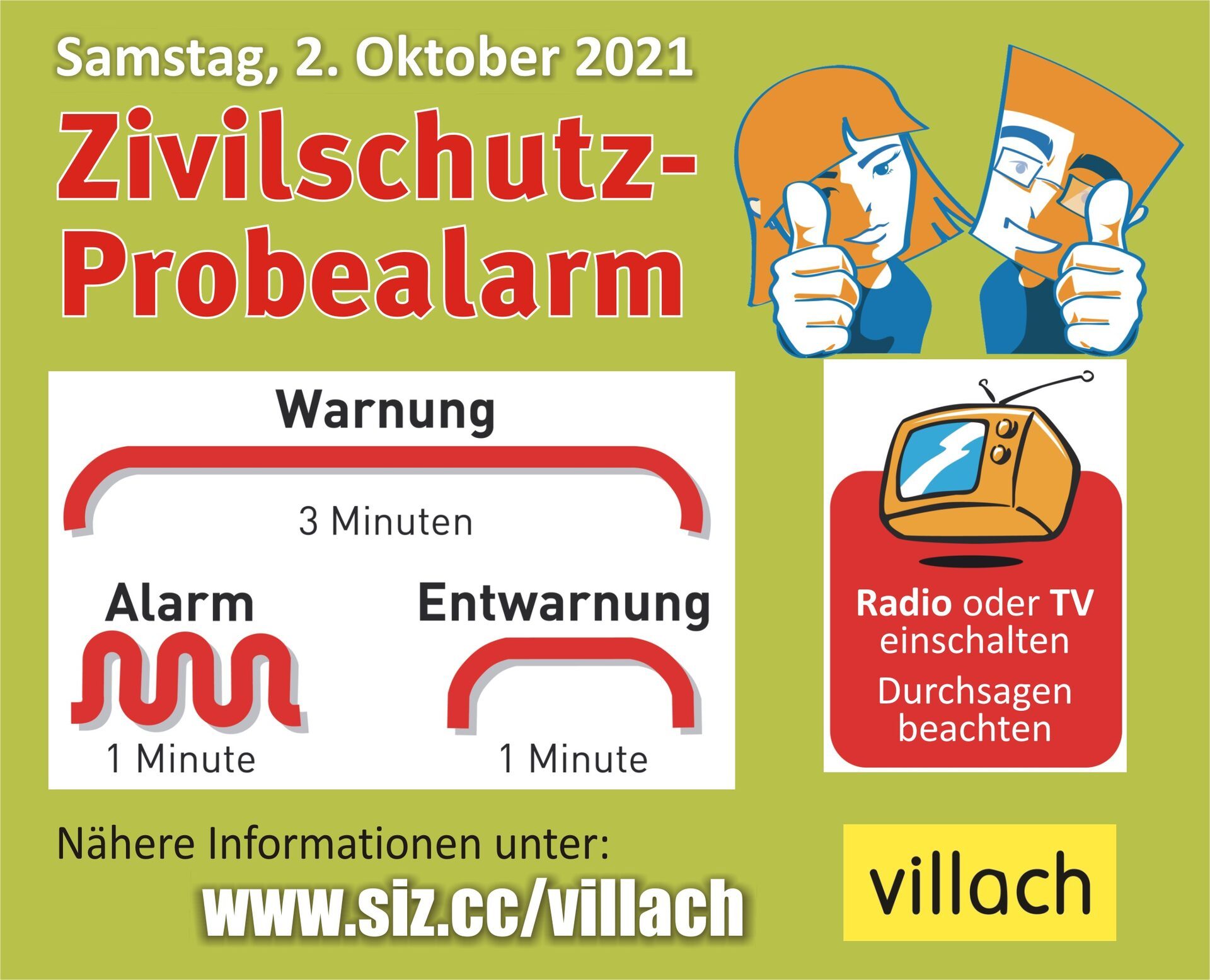 Zivilschutz Alarm 2. Oktober 2021